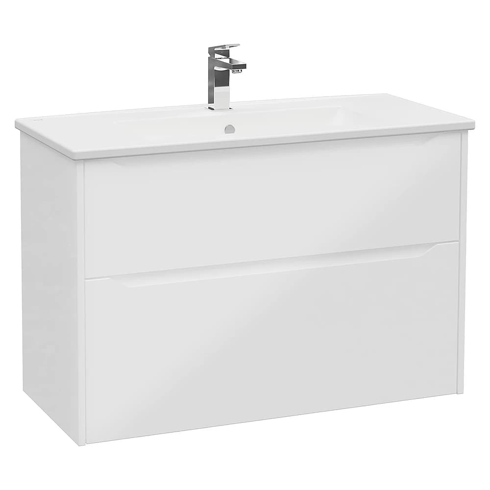 Vitra Integra Square 100 Cm Parlak Beyaz İki Çekmeceli Lavabo Dolabı