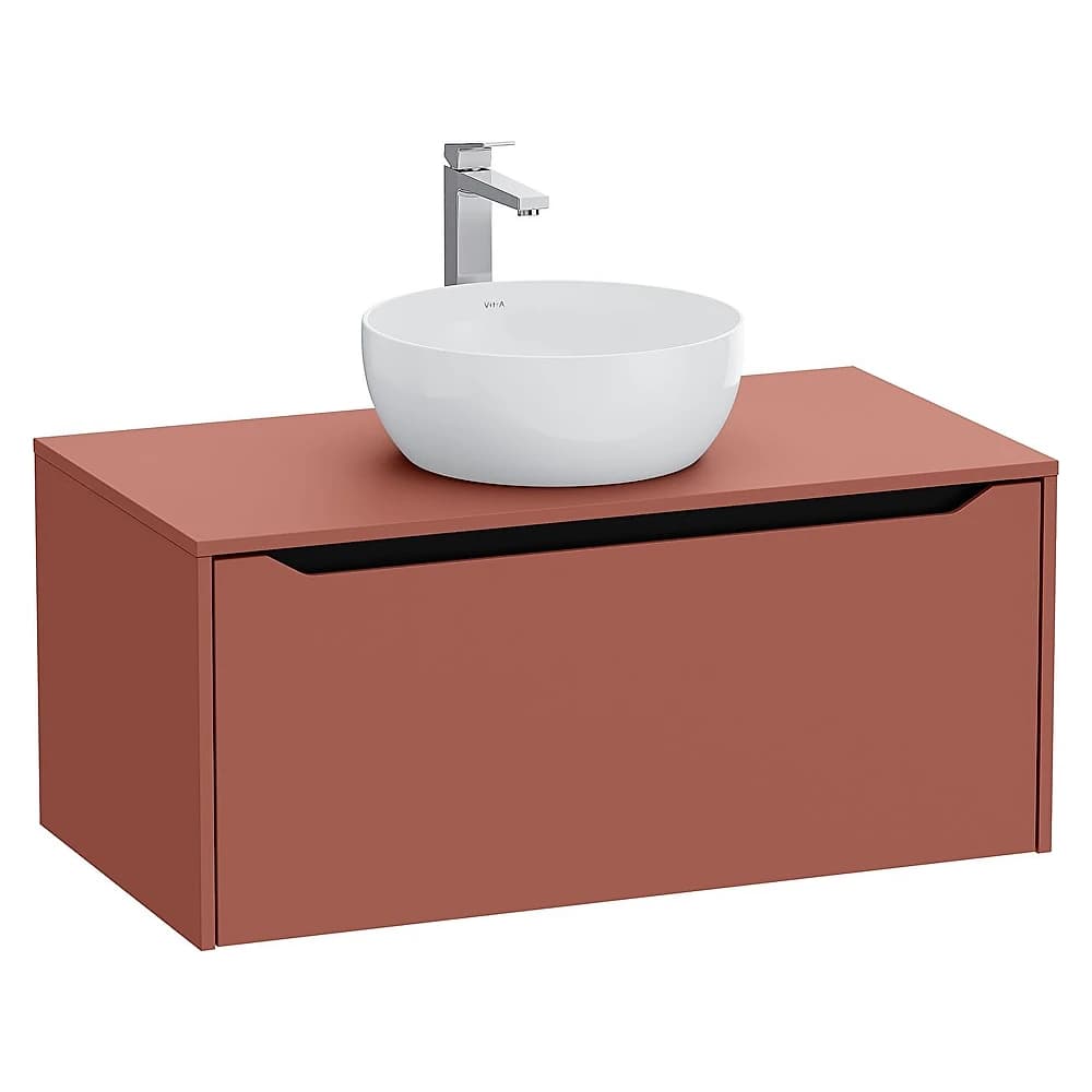 Vitra Integra Square 100 Cm Mat Kırmızı Lavabosuz Çanak Lavabo Uyumlu Dolap