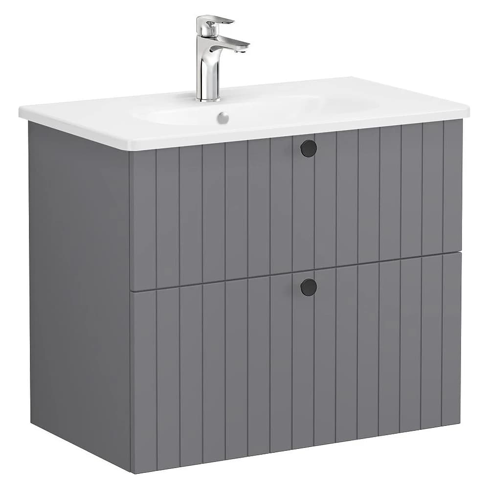 Vitra Root Groove 80 Cm Mat Gri İki Çekmeceli Lavabo Dolabı