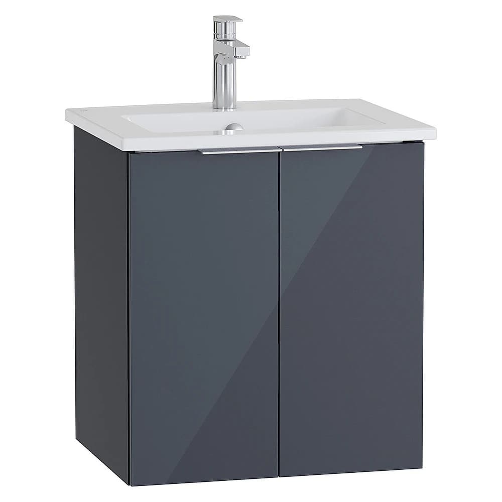 Vitra Mia Plus Square 60 Cm Parlak Antrasit İki Kapaklı Lavabo Dolabı