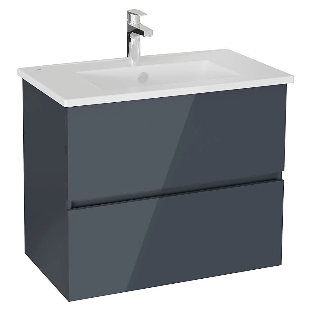 Vitra Mia Plus Square 80 Cm Parlak Antrasit İki Çekmeceli Lavabo Dolabı