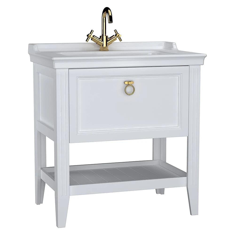 Vitra Valarte 80 Cm Mat Beyaz Bir Çekmeceli Etajerli Lavabolu Dolap