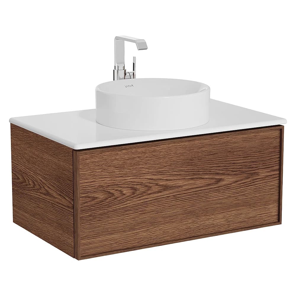 Vitra Metropole Edge 80 Cm Ceviz Bir Çekmeceli Çanak Lavabolu Dolap