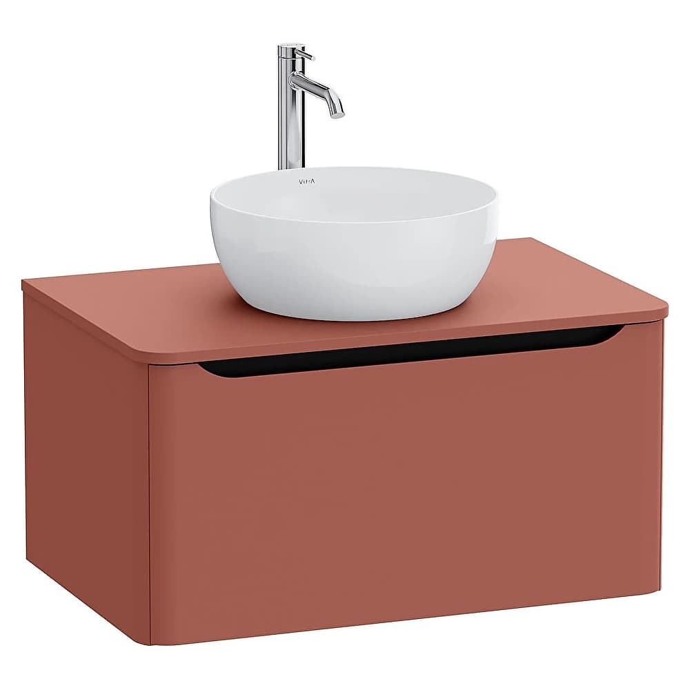 Vitra Integra Round 80 Cm Mat Kırmızı Lavabosuz Çanak Lavabo Uyumlu Dolap
