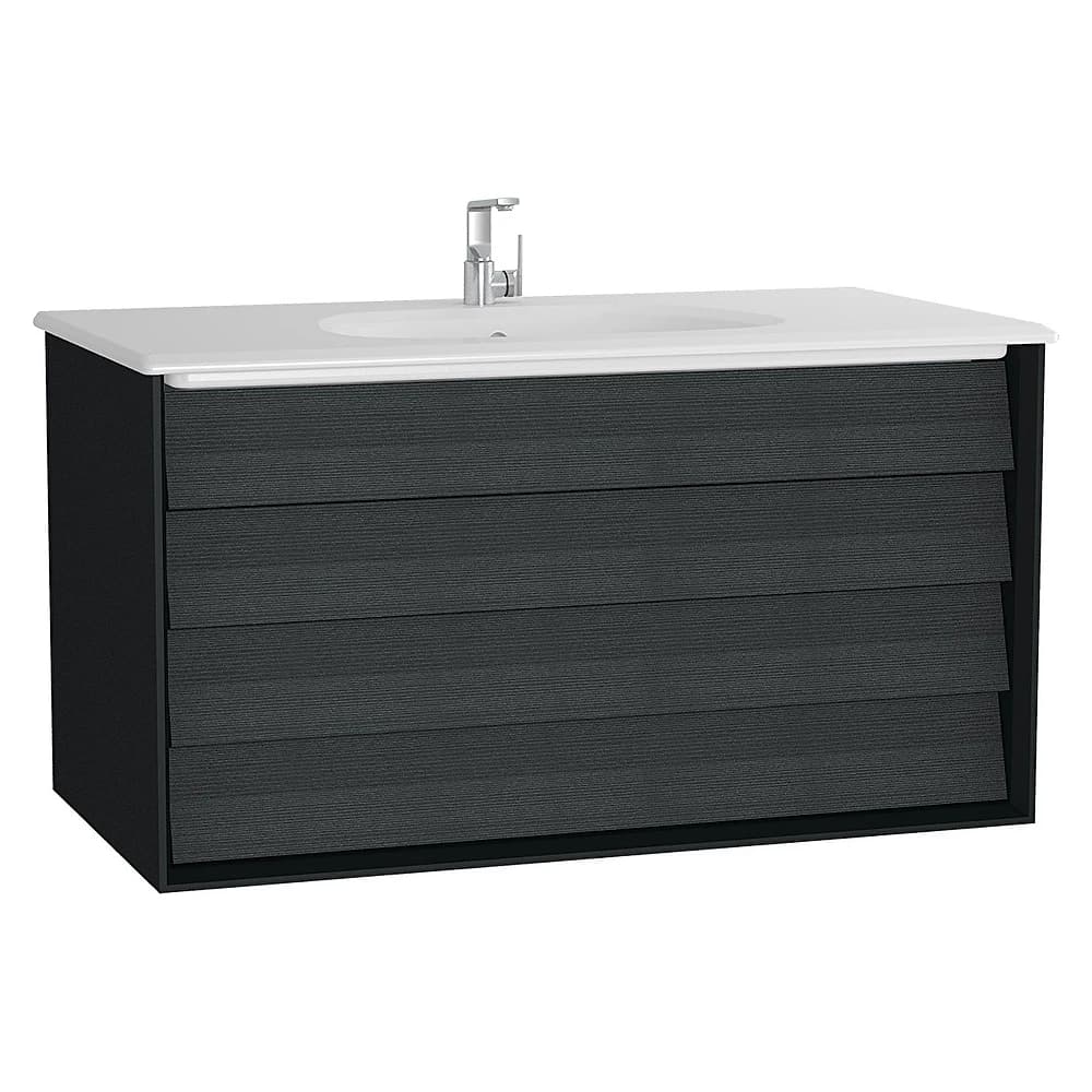 Vitra Frame 100 Cm Mat Soft Siyah Hareli Siyah Meşe İki Çekmeceli Lavabo Dolabı
