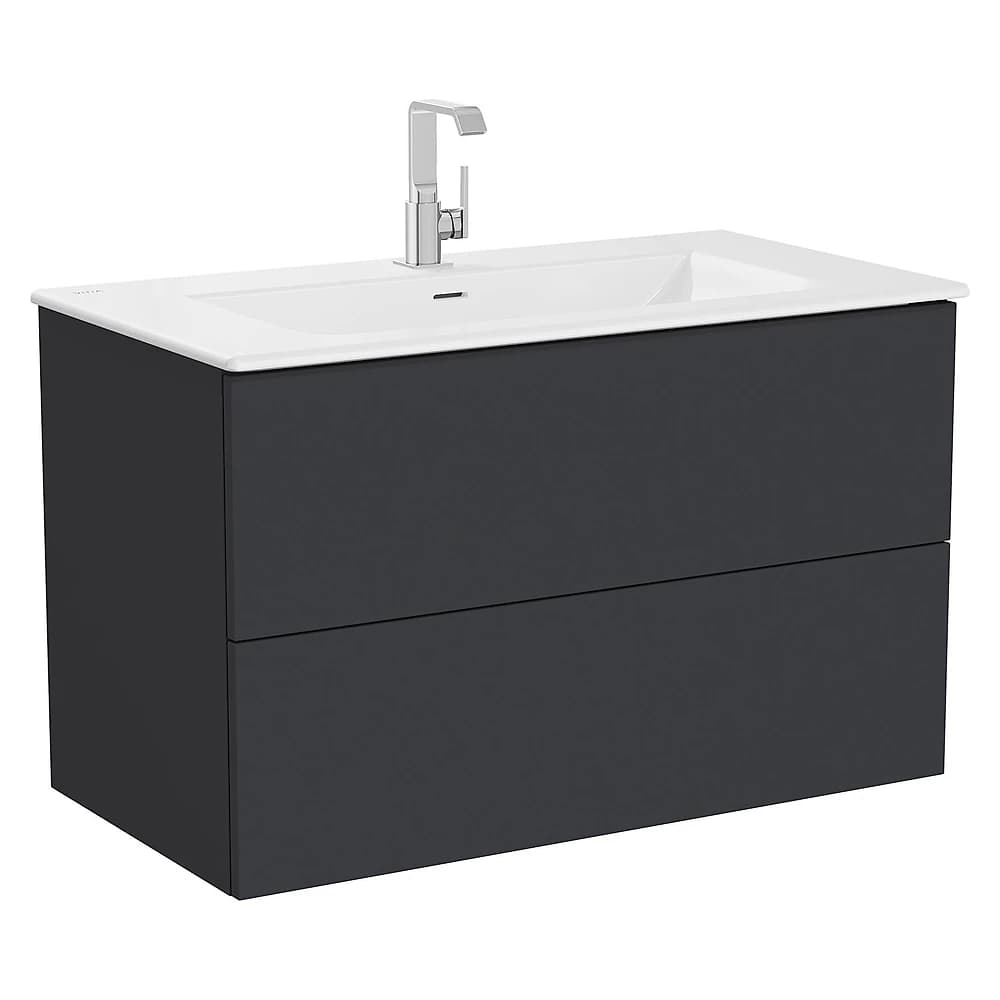 Vitra Metropole Pure 100 Cm Mat Grafit İki Çekmeceli Aydınlatmalı Lavabo Dolabı