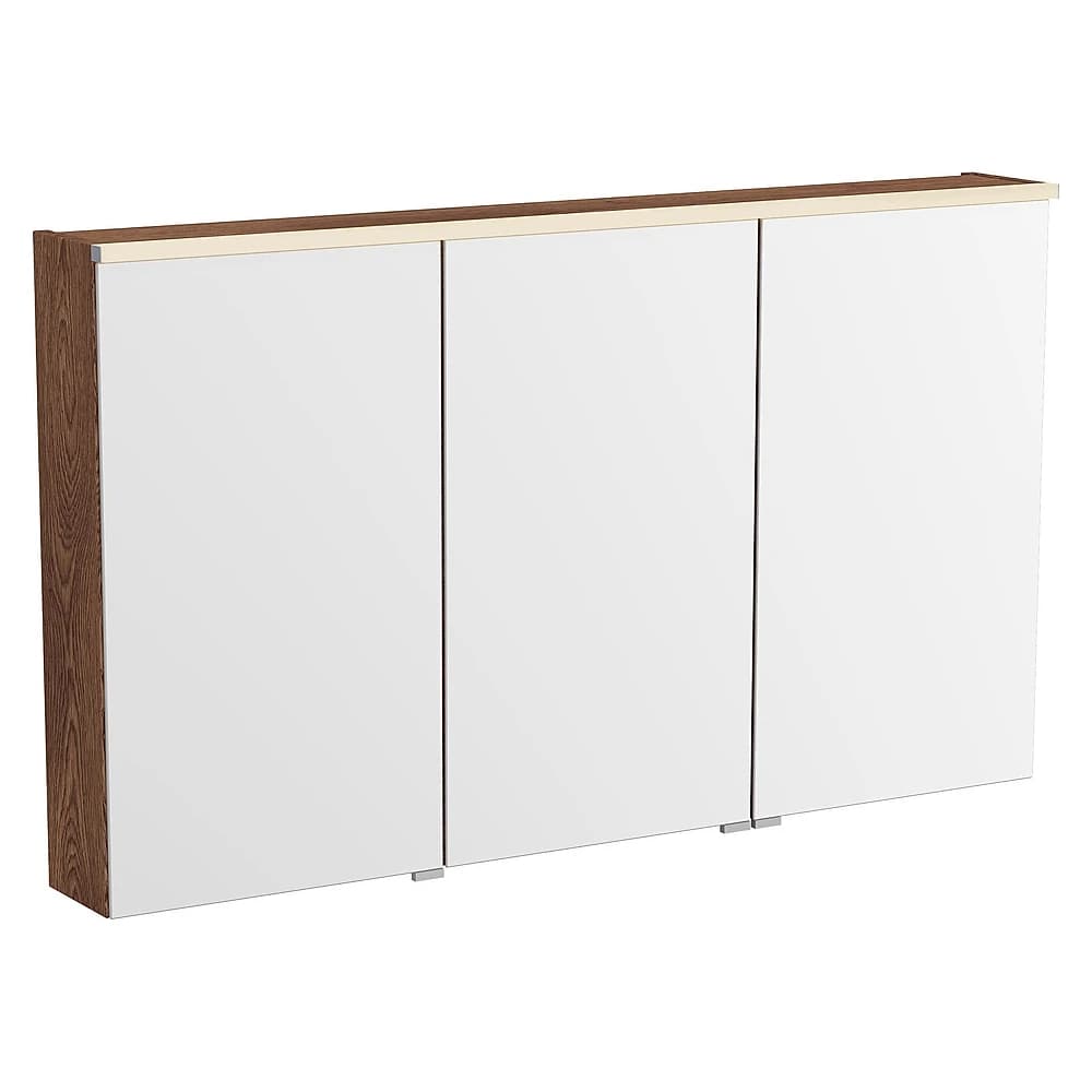 Vitra Metropole Edge 120 Cm Ceviz Üç Kapaklı Aydınlatmalı Dolaplı Ayna