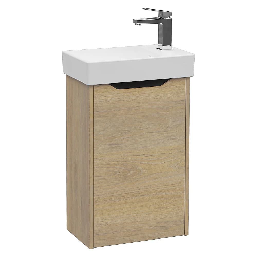 Vitra Integra Square 45 Cm Altın Meşe Dar Tek Kapaklı Sağ Lavabo Dolabı