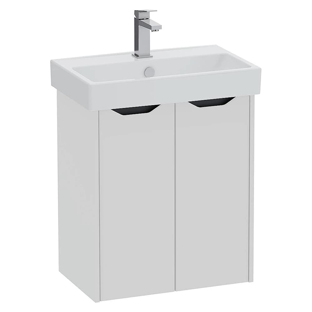 Vitra Integra Square 60 Cm Mat Açık Gri Dar İki Kapaklı Lavabosuz Dolap