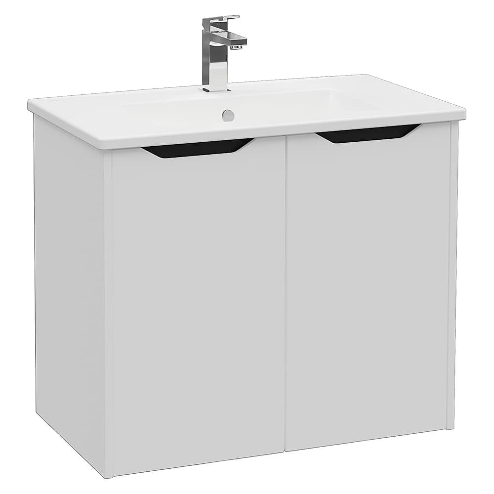 Vitra Integra Square 80 Cm Mat Açık Gri İki Kapaklı Lavabo Dolabı