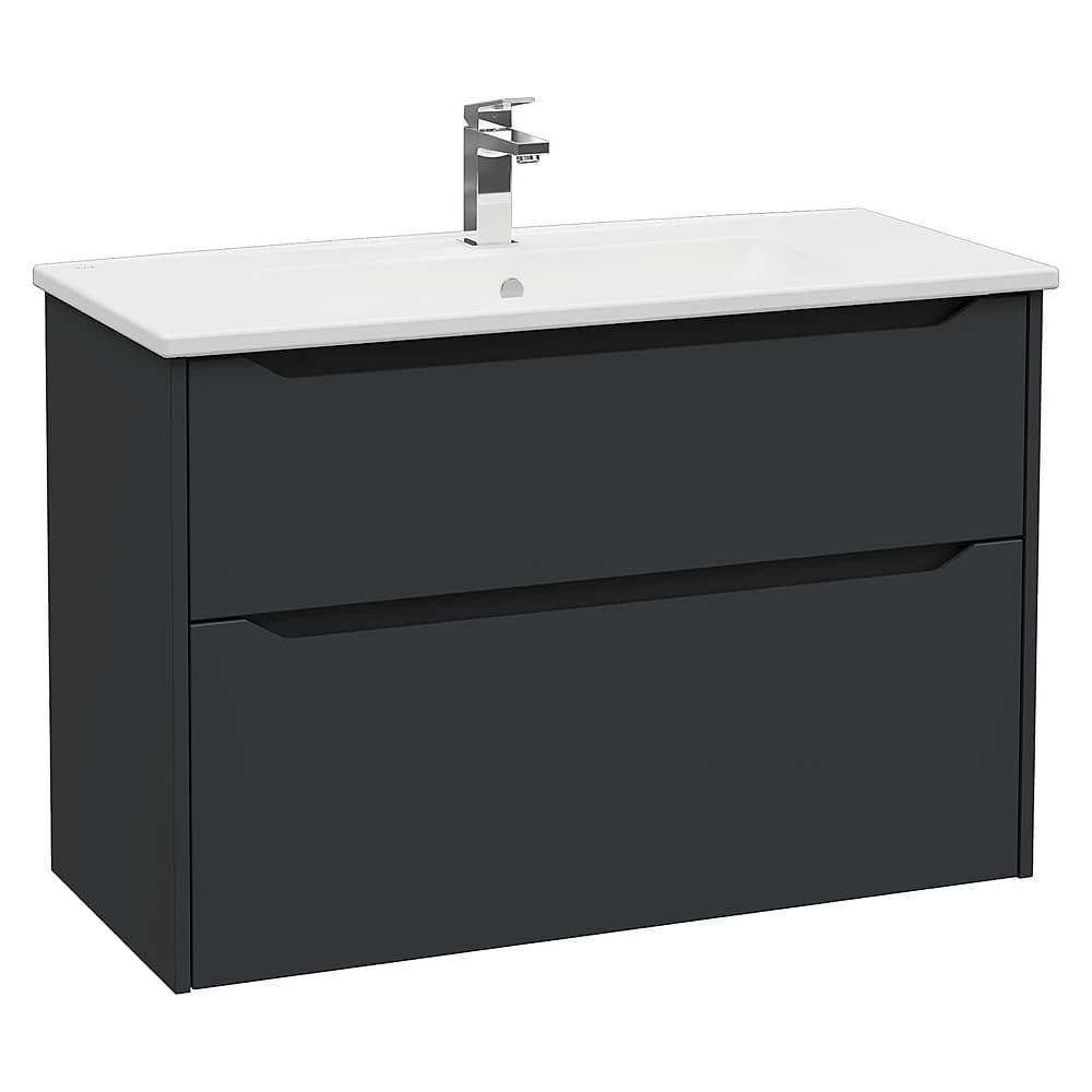 Vitra Integra Square 100 Cm Mat Grafit İki Çekmeceli Lavabo Dolabı