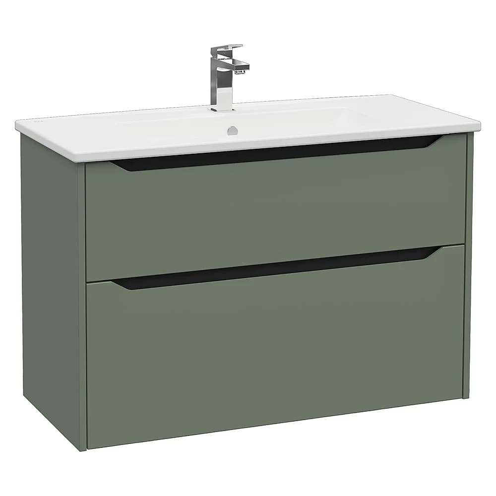 Vitra Integra Square 100 Cm Mat Yeşil İki Çekmeceli Lavabo Dolabı