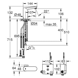 Grohe Eurosmart Cosmopolitan E Krom Lavabo Bataryası görsel 2