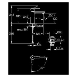 Grohe Lineare New Krom S Lavabo Bataryası görsel 2
