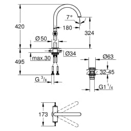 Grohe Atrio Private Collection Tek Delikli XL Lavabo Bataryası görsel 2
