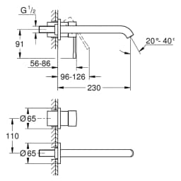 Grohe Essence New Antrasit Ankastre L Lavabo Bataryası görsel 2