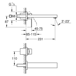 Grohe Eurocube Antrasit Fırçalanmış M Lavabo Bataryası görsel 2