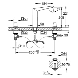 Grohe Allure Brilliant 3 Delikli Lavabo Bataryası görsel 2