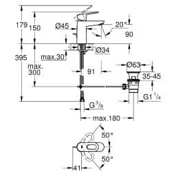 Grohe BauLoop Krom S Lavabo Bataryası görsel 2