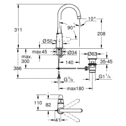 Grohe EuroPro Krom L Lavabo Bataryası görsel 2