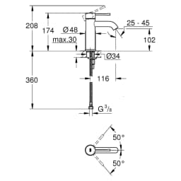 Grohe Essence New Bronz Süzgeçsiz S Lavabo Bataryası görsel 2