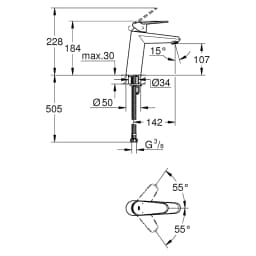 Grohe Eurodisc Cosmopolitan Krom Süzgeçsiz M Lavabo Bataryası görsel 2