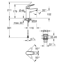 Grohe EuroPro Krom Bas-Aç Süzgeç M Lavabo Bataryası görsel 2