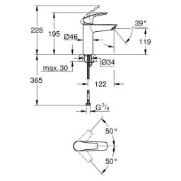 Grohe Eurosmart 2021 Siyah Süzgeçsiz M Lavabo Bataryası görsel 2