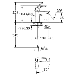 Grohe Eurosmart 2021 Siyah Süzgeçsiz S Lavabo Bataryası görsel 2