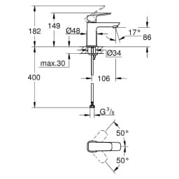 Grohe Cubeo Siyah Süzgeçsiz S Lavabo Bataryası görsel 2