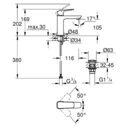Grohe Cubeo Siyah Bas-Aç Süzgeç M Lavabo Bataryası görsel 2