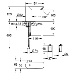 Grohe Bau Cosmopolitan E Krom Çift Su Girişli Lavabo Bataryası görsel 2