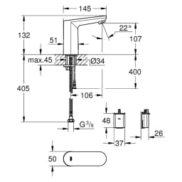 Grohe Eurosmart Cosmopolitan E Krom Çift Su Girişli Lavabo Bataryası görsel 2