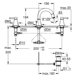 Grohe Grandera Krom 3 Delikli M Lavabo Bataryası görsel 2