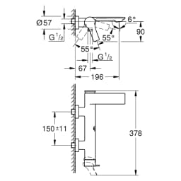 Grohe Allure New Paslanmaz Çelik Lever Duvardan Banyo Bataryası görsel 2