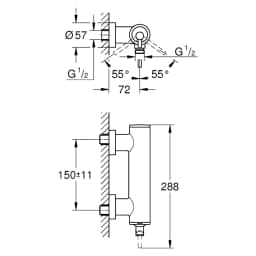 Grohe Atrio New Classic Paslanmaz Çelik Duvardan Banyo Bataryası görsel 2