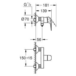 Grohe EuroPro Krom Duvardan Banyo Bataryası görsel 2
