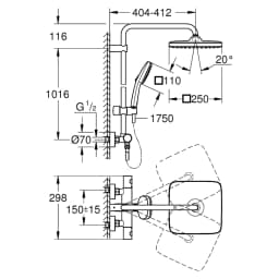 Grohe Tempesta System 250 Cube Siyah Duvardan Duş Sistemi görsel 2