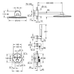 Grohe SmartControl Mixer Krom Duvardan Duş Sistemi görsel 2