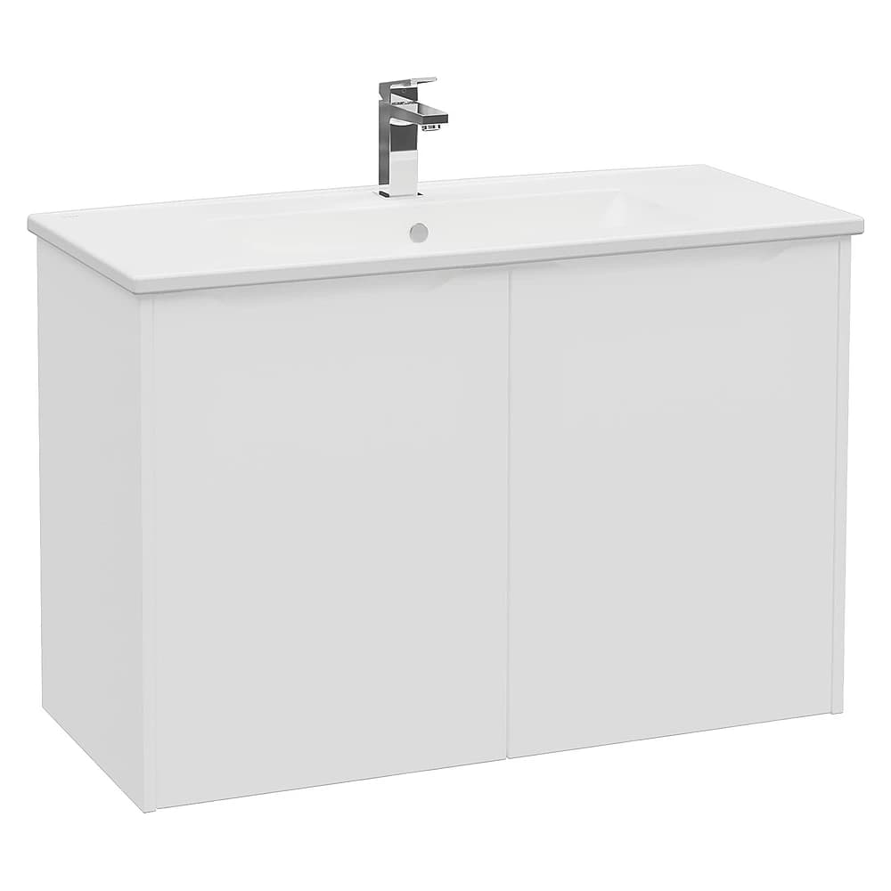 Vitra Integra Square 100 Cm Mat Beyaz İki Kapaklı Lavabo Dolabı