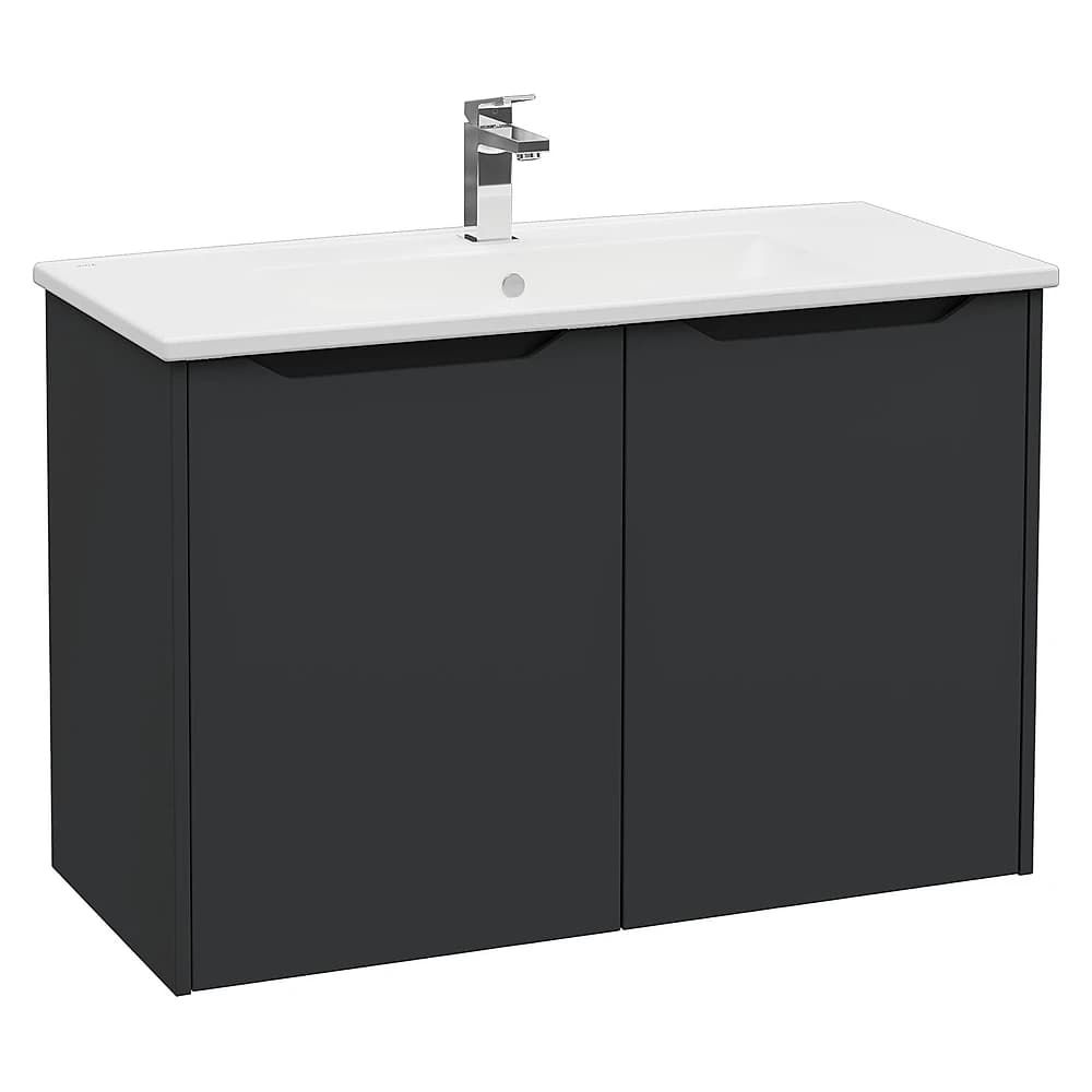 Vitra Integra Square 100 Cm Mat Grafit İki Kapaklı Lavabo Dolabı