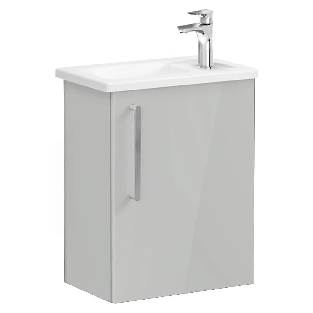 Vitra Root Flat 45 Cm Parlak İnci Grisi Dar Tek Kapaklı Sağ Lavabo Dolabı