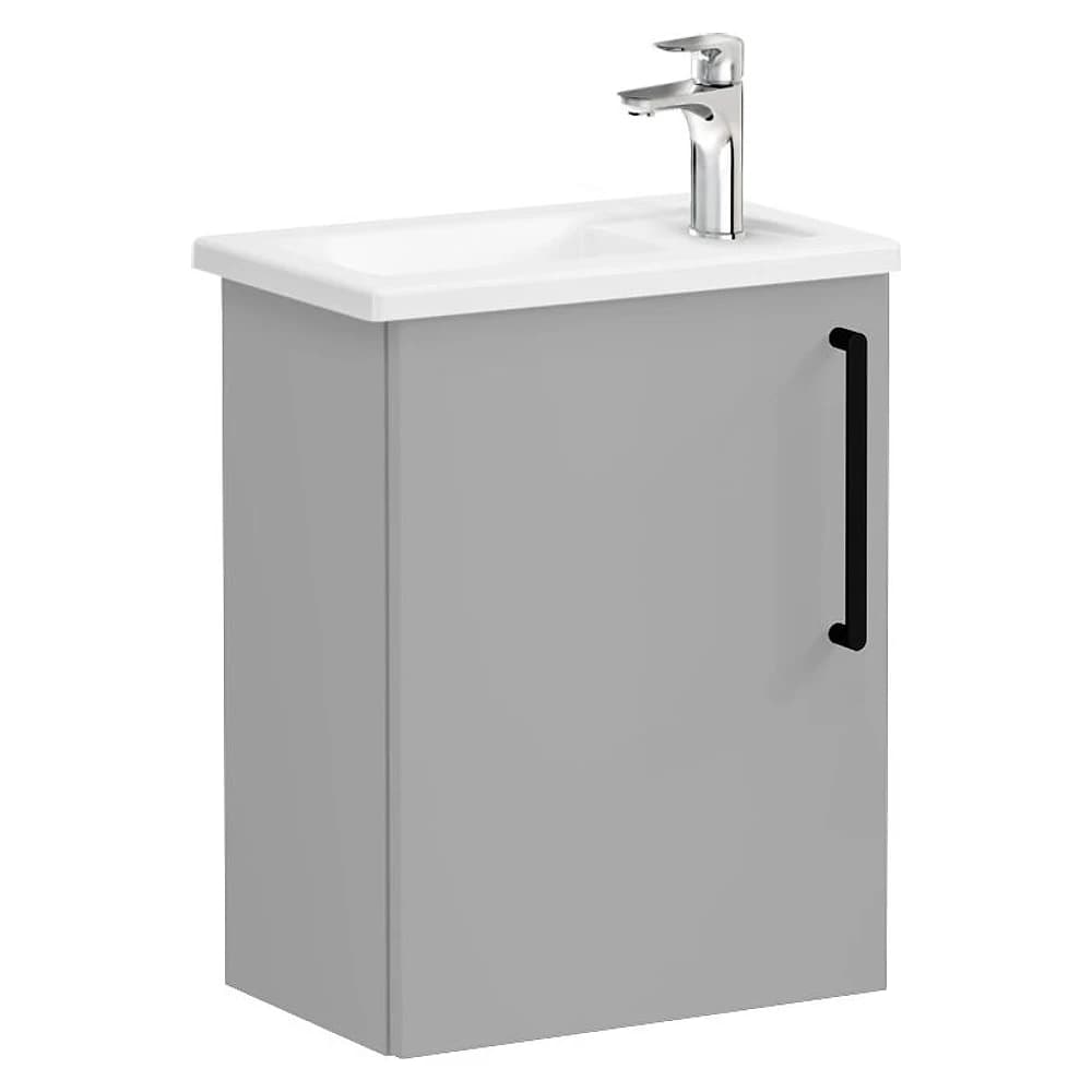 Vitra Root Flat 45 Cm Mat Kaya Gri Dar Tek Kapaklı Sol Lavabo Dolabı