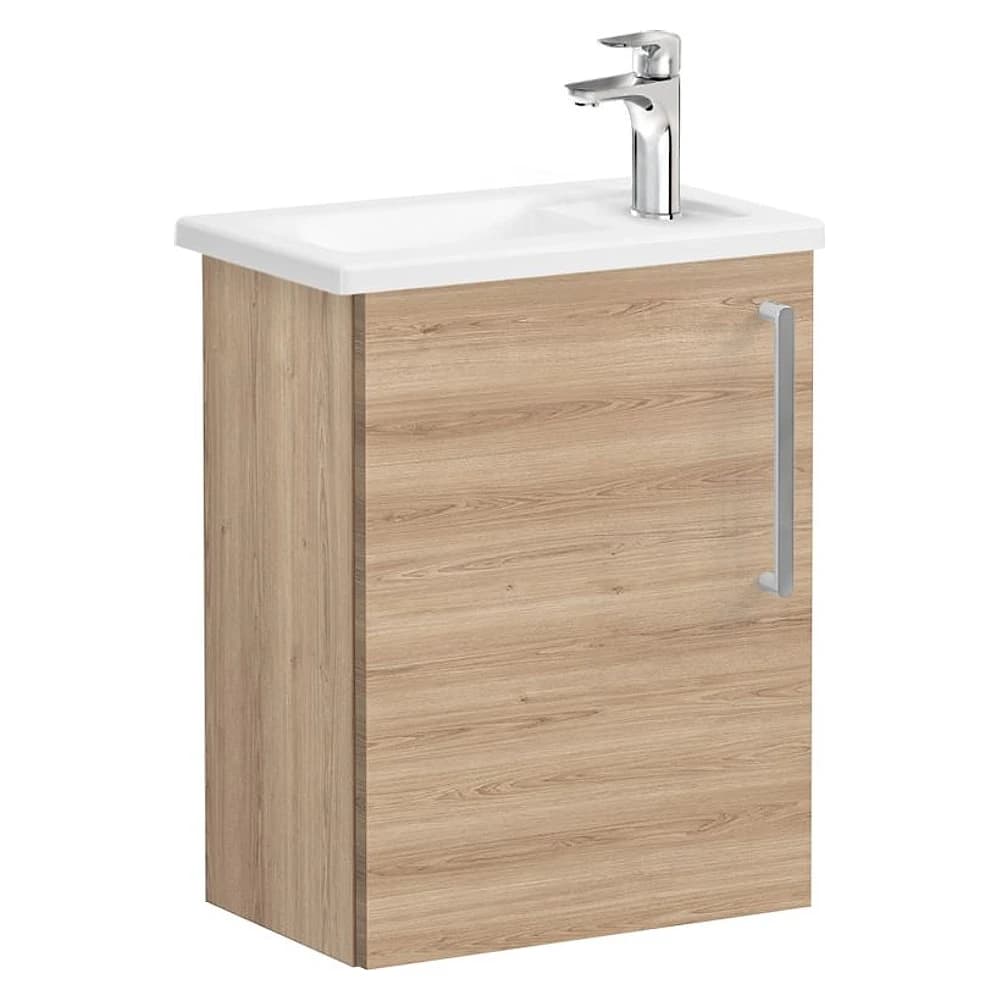 Vitra Root Flat 45 Cm Doğal Meşe Dar Tek Kapaklı Sol Lavabo Dolabı