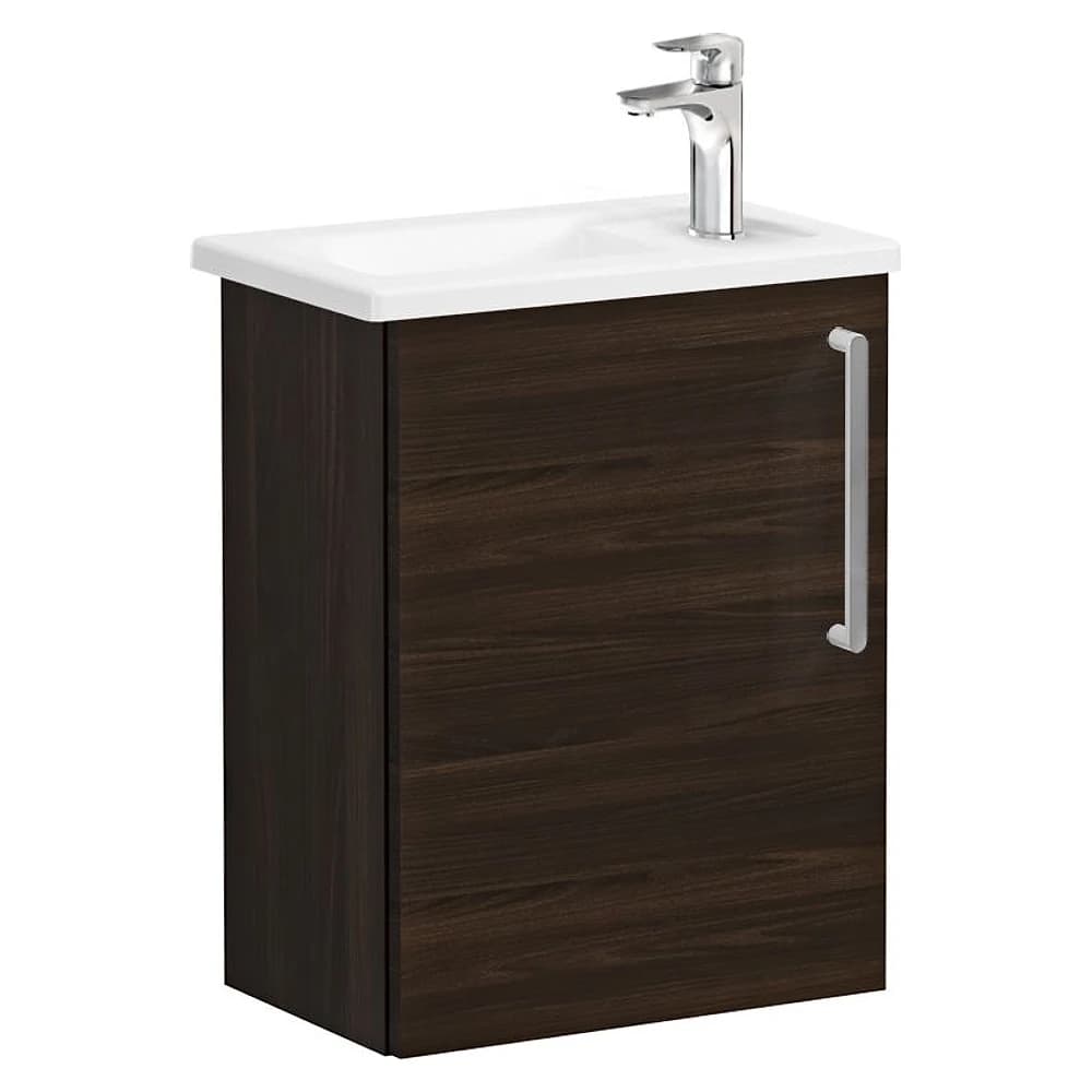 Vitra Root Flat 45 Cm Ceviz Dar Tek Kapaklı Sol Lavabo Dolabı