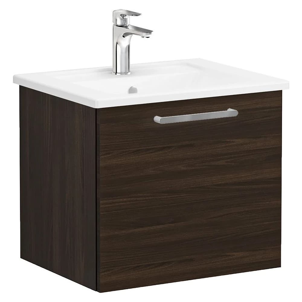 Vitra Root Flat 60 Cm Ceviz Tek Çekmeceli Köşeli Lavabolu Lavabo Dolabı