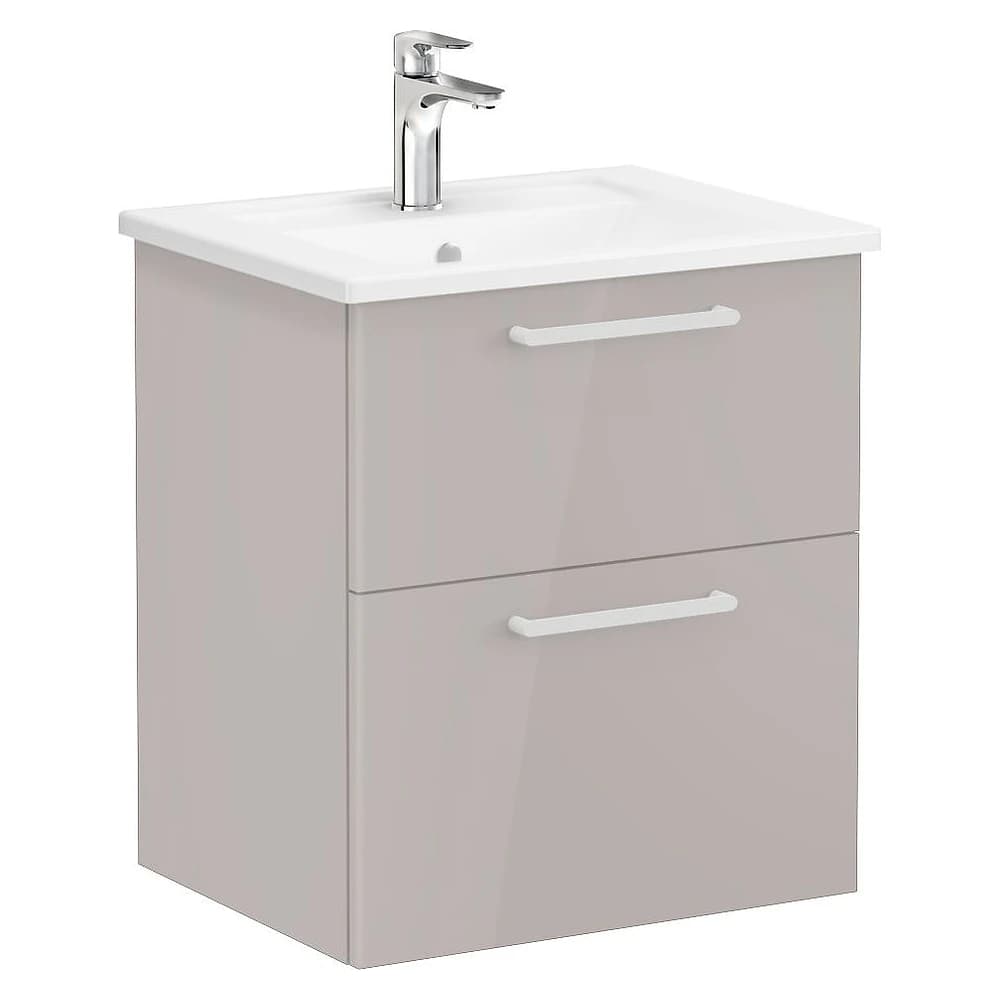 Vitra Root Flat 60 Cm Parlak Sahra Beji İki Çekmeceli Köşeli Lavabolu Lavabo Dolabı