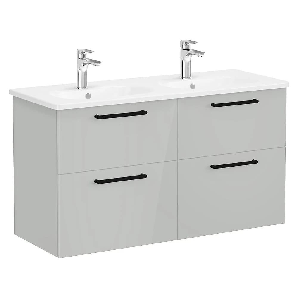 Vitra Root Flat 120 Cm Parlak İnci Grisi Dört Çekmeceli Yuvarlak Lavabolu Lavabo Dolabı