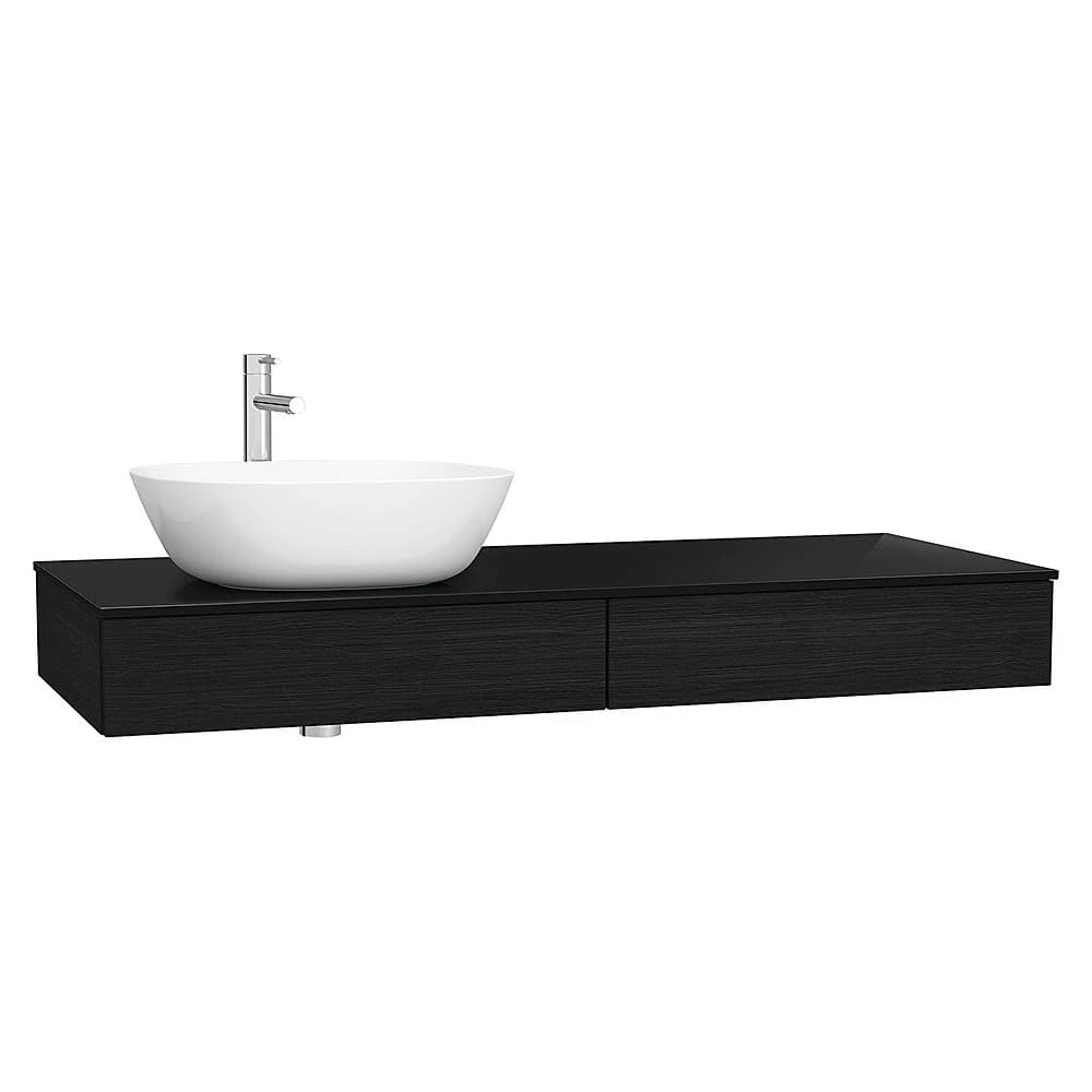 Vitra Origin 120 Cm Hareli Siyah Meşe İki Çekmeceli Sol Sifonlu Tezgah Ünitesi