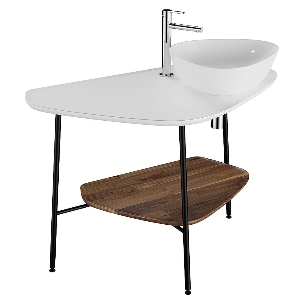 Vitra Plural 100 Cm Koyu Meşe Mat Beyaz Tezgahlı Sağ Armatür Delikli Tezgah Ünitesi